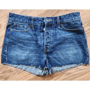 Old Navy High Rise Denim Short Shorts Size 10 Blue Raw Hem Button Fly